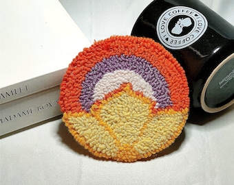 Colorful Punch Needle Coasters,Punch Needle Coasters, Housewarming gift, Drink Coasters, Tufted Rug, Mother's Day Gift,Tufted Rug,Coaster