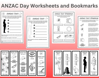 ANZAC Day Worksheets and Bookmark Craft