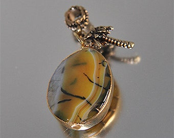 Stone - Focal  - Pendant with charm