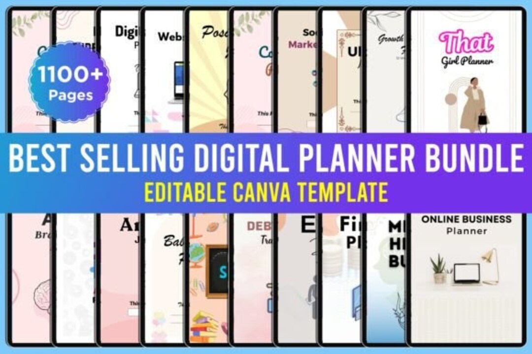 1100+ Digital Planner Bundle | PNG | JPG | PDF | Editable Canva Link - Etsy