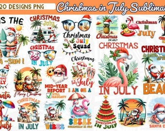 Christmas in July Sublimation Bundle | 20 Designs | PNG