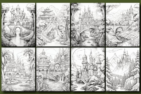 500 Printable Magical Scenes Color Pages | Adult Painting | 50 Premium ...