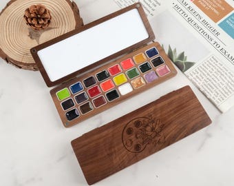 Personalized Watercolor Paint Box, 24-Color Portable Watercolor Paint, Watercolor Palette, Painting Enthusiasts, Birthday Gifts,Art Supplies