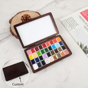 Personalized Wooden Watercolor Paint Box, 36-Color Portable Watercolor Paint, for Painting Enthusiasts, Birthday Gifts, Art Supplies