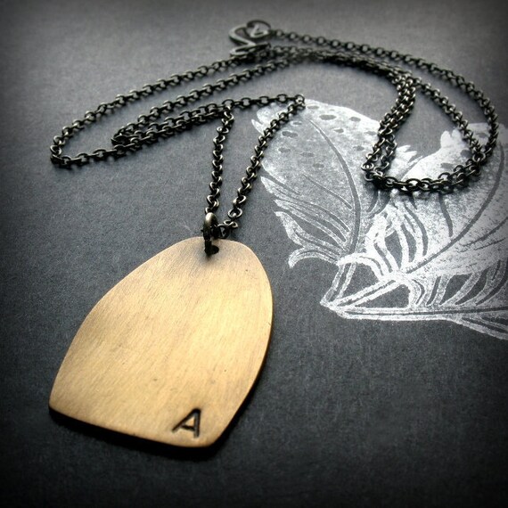 Personalized Necklace Brass Pendant Necklace Initial Etsy