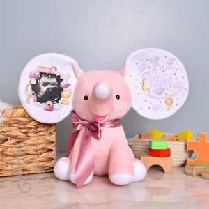 Birth Announcement Baby Gift, Personalized Elephant Stuffed Animal, Customized Name Newborn Gift, Birth Stat Baby Keepsake, Baby Shower Gift
