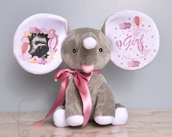 Birth Announcement Baby Gift, Personalized Elephant Stuffed Animal, Customized Name Newborn Gift, Birth Stat Baby Keepsake, Baby Shower Gift