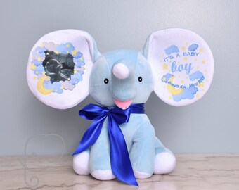 Birth Announcement Baby Gift, Personalized Elephant Stuffed Animal, Customized Name Newborn Gift, Birth Stat Baby Keepsake, Baby Shower Gift
