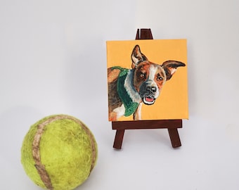 Ritratto di mini animale domestico personalizzato dipinto a mano (3'x3')