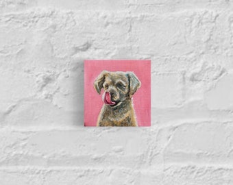 Mini retrato de mascota pintado a mano personalizado (3'x3')