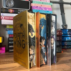 Fourth Wing Iron Flame Onyx Storm Trio Edizione speciale Libro con bordo anteriore dipinto a mano Rebecca Yarros Copertina rigida personalizzata Copertina flessibile Bordi spruzzati