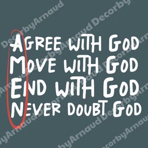 AMEN PNG, Bold Christian Quote Design Saying Agree Move End Never Doubt with God, Faith-Based Message with Powerful Spiritual Vibes