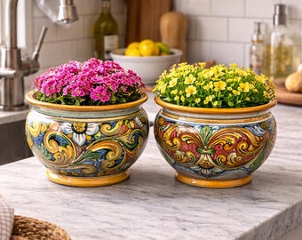 Caltagirone Ceramic vase holder 20 cm and various coloring