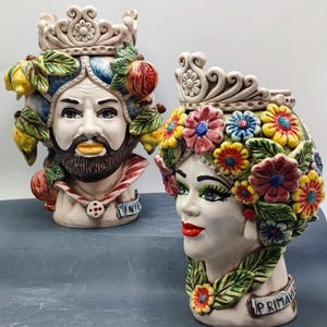 Testa di moro Siciliana in Ceramica di Caltagirone afate  a mano altezza di 30 cm
