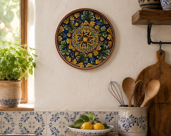 SET Authentic Italian Geometric Ceramic 6 Dinner Plate Set - Hand