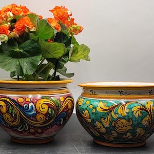 Caltagirone Ceramic vase holder 20 cm and various coloring