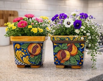 Caltagirone Ceramic vase holder 17 cm and various coloring