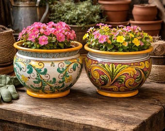 Caltagirone Ceramic vase holder 20 cm and various coloring