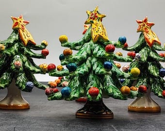 クリスマスツリー、カルタジローネ陶器、約20 x 14 cm（1個）、上部に