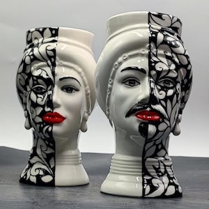 Handgemachte Caltagirone Keramik maurischen Kopf Skulptur - Moderne sizilianischen Dekor