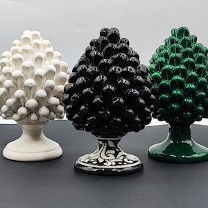 Handmade Sicilian Ceramic Pine Cone: Multicolour Italian Pottery Accent