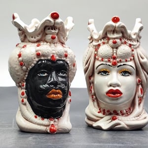 Handmade Caltagirone Ceramic Moorish Head Sculpture - Sicilian Home Decor
