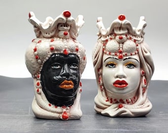 Handmade Caltagirone Ceramic Moorish Head Sculpture - Sicilian Home Decor