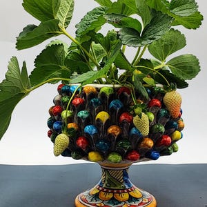 Caltagirone Ceramics half pinecone Sicilian Multicolour 20/21cm Dia.