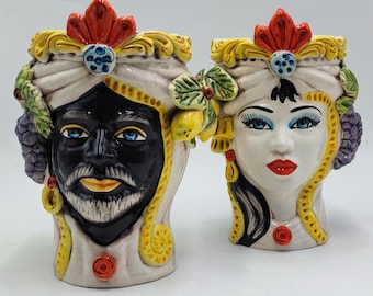 Handgefertigte Caltagirone Keramik maurischen Kopf - sizilianisches Greche-Modell