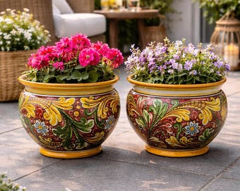 Caltagirone Ceramic vase holder 20 cm and various coloring