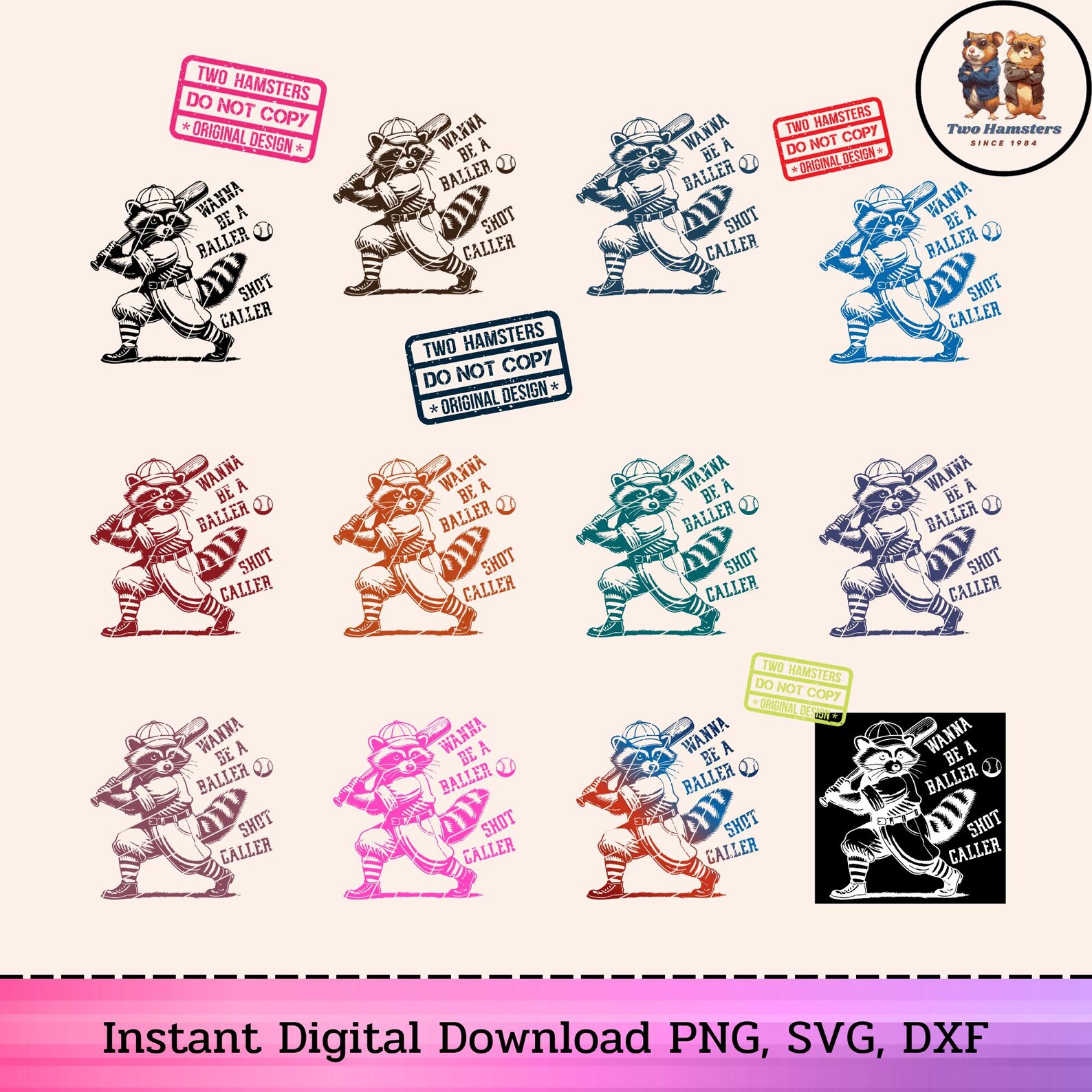 Raccoon Baseball Baller SVG: Funny Sports Illustration (digital ...