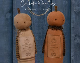 NEWEST PATTERN Fall Farmhouse Mercantile Pumpkin Doll Decoration by Chickadee Primitives  Farmhouse Friends PDF