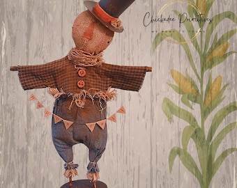 PDF Primitive Farmhouse Fall Scarecrow doll with Fall Banner Digital PATTERN only!