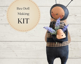 Primitive Spring Farmhouse Bee Doll KIT by Chickadee Primitives BUZZY doll kit
