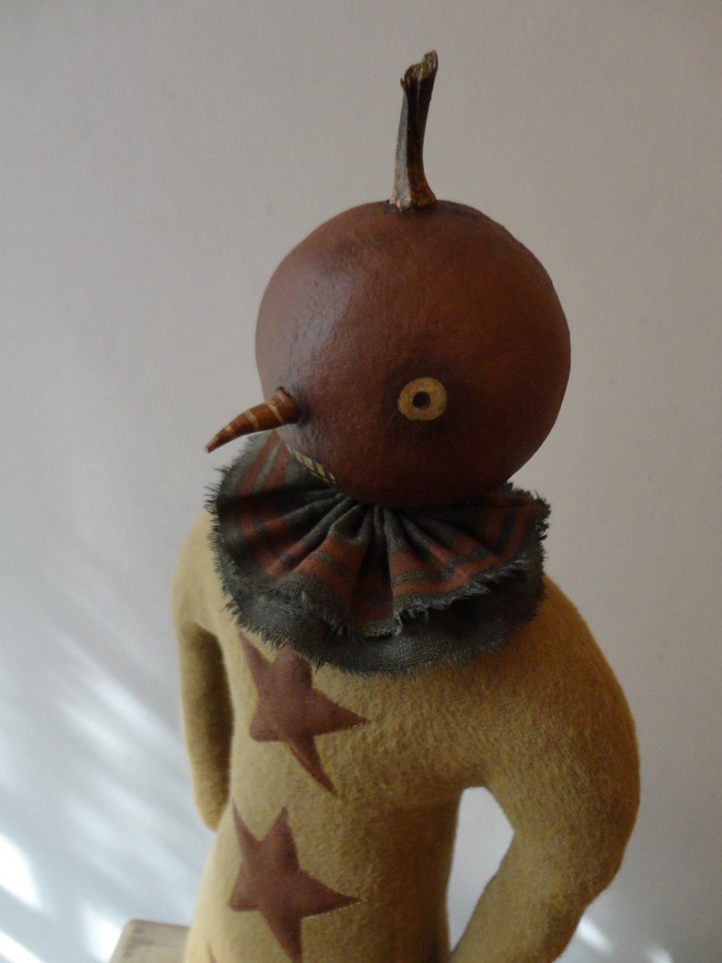 New Add-On Primitive Folk Art Peter Pumpkin Doll with Puffy Stars Pattern Fall Halloween image 3