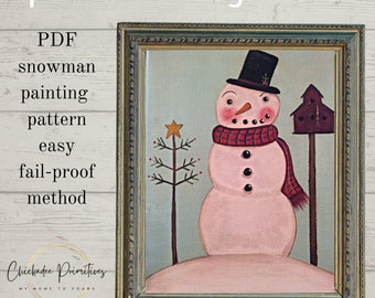 Easy to paint Primitive Folk Art Snowman Portrait PATTERN PDF Instant Download by Chickadeeprimitves