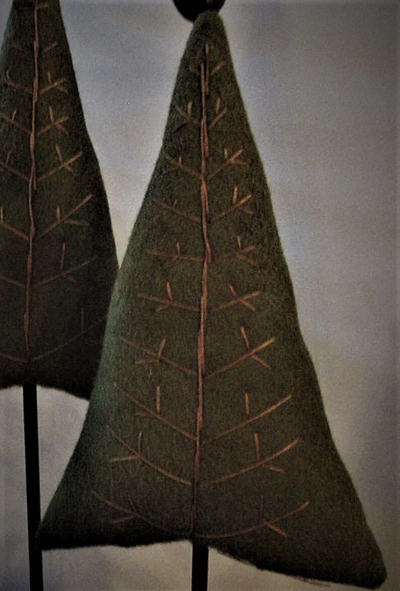 Primitive Wool Embroidered Christmas Trees Digital Pattern by Chickadee Primitives PATTERN ONLY image 4