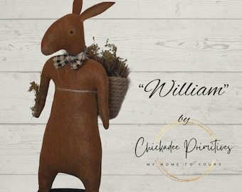 NEW!!!!  Primitive Farmhouse Spring Rabbit with Jute Bucket Digital PATTERN ONLY