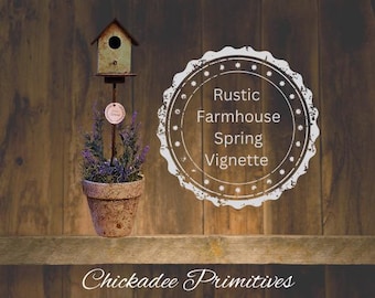 DIY PROJECT No Sew Farmhouse Floral Assemblage Worksheet with Distressed Birdhouse by Chickadee Primitives