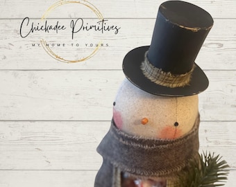 Primitive Cottage Farmhouse Snowman Gift Jar Project Cookie Jar, Candy Jar PDF PATTERN by Chickadee Primitives DIY