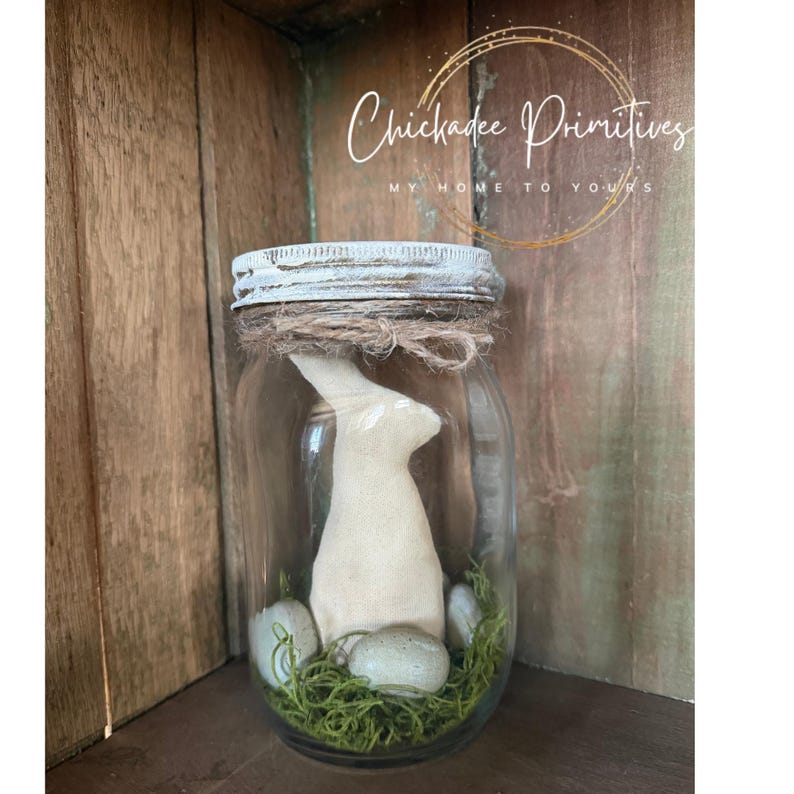 Primitive Spring Farmhouse Baby Bunnies and Mason Jar Rabbit Digital ...