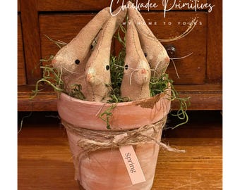 Primitive Spring Farmhouse Baby Bunnies und Mason Jar Rabbit Digital Pattern von Chickadee Primitives Zwei Projekte in einem! NUR MUSTER