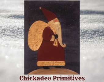 Primitive Volkskunst Santa Painting Pattern - Ausgefallenes Muster von Chickadee Primitives NUR MUSTER