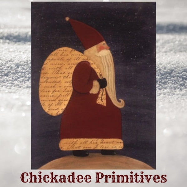 Primitive Folk Art Santa Painting Pattern FAIL-proof Pattern by Chickadee Primitives PATTERN ONLY