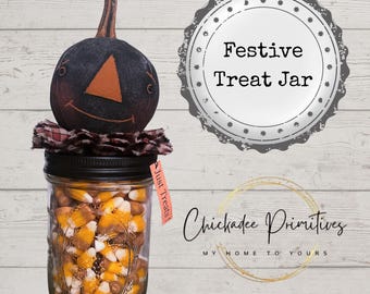 NEW!  Festive Halloween Candy Jar Pattern by Chickadee Primitives