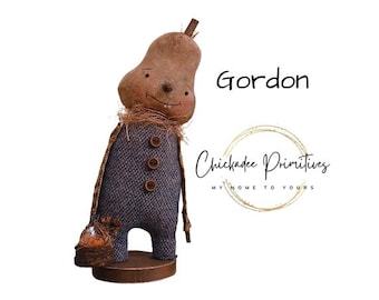 Primitive Fall Decor Dall "Gordon" the Gourd Boy and his little basket PDF Pattern only