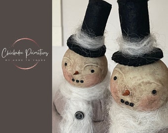 Button Faced Clay Head Heirloom Snowman Pattern by Chickadee Primitives Digital PATTERN ONLY