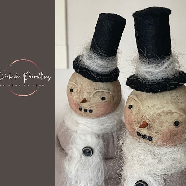 Button Faced Clay Head Heirloom Snowman Pattern by Chickadee Primitives Digital PATTERN ONLY