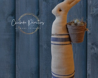 Primitive Farmhouse Spring Rabbit Digital Pattern by Chickadee Primitives