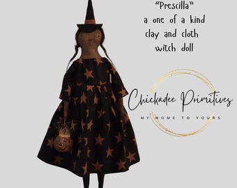 Primitive Fall Witch Doll Clay and Cloth for beginners PATTERN pdf ONLY